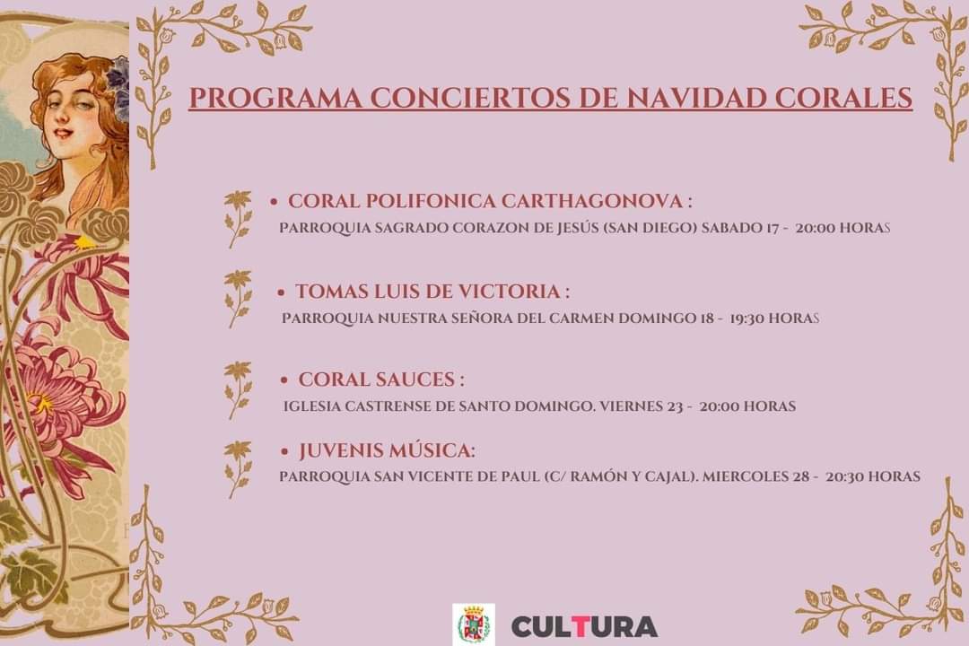 Programación de Navidad de las corales de Cartagena